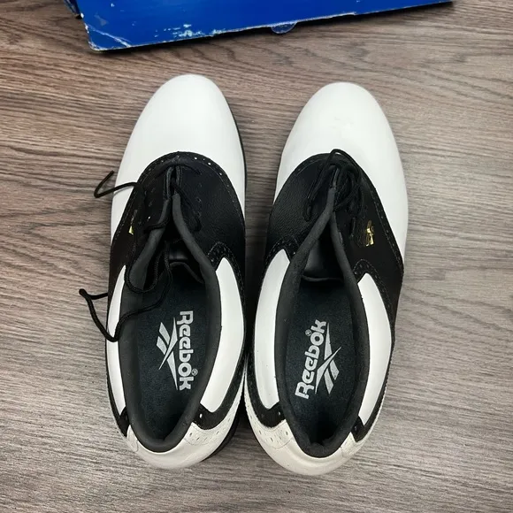 NEW Reebok White &amp; Black Saddle Oxford Golf Shoes 9.5 M