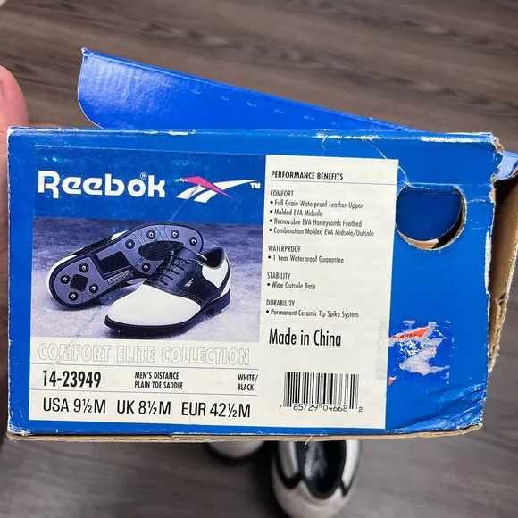 NEW Reebok White &amp; Black Saddle Oxford Golf Shoes 9.5 M