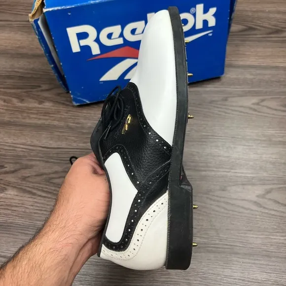 NEW Reebok White &amp; Black Saddle Oxford Golf Shoes 9.5 M