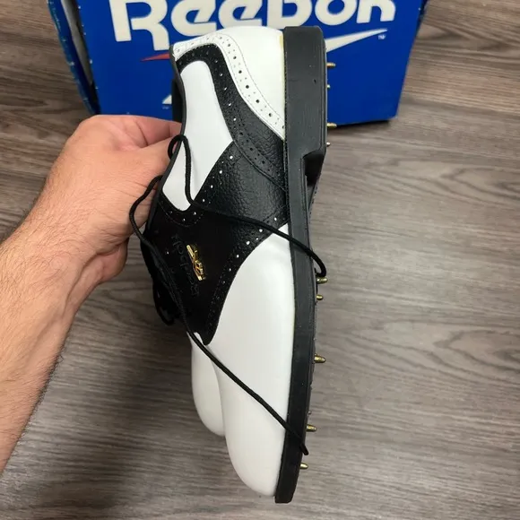 NEW Reebok White &amp; Black Saddle Oxford Golf Shoes 9.5 M