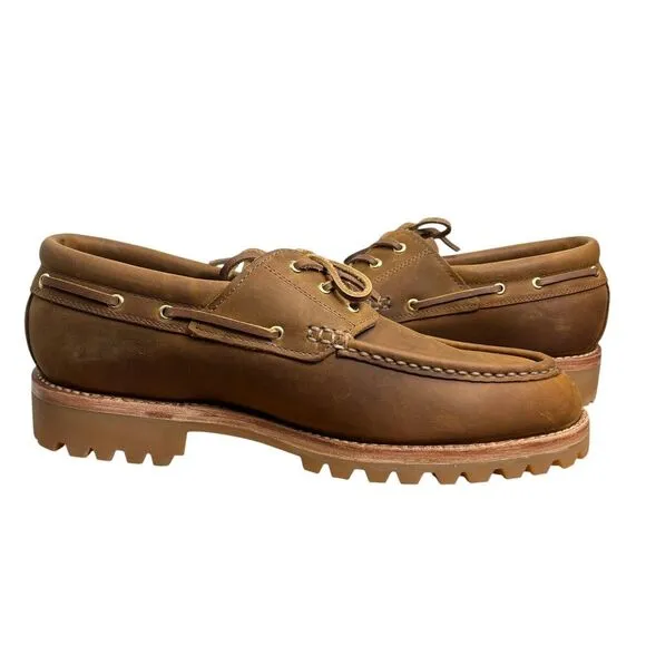 NEW RHODES Tahoe Boat Shoes Vibram Gumlite Soles Docksiders Leather Size 9.5