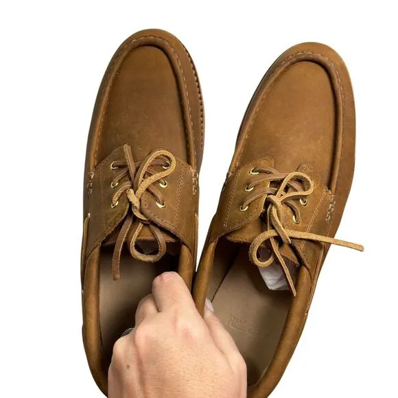 NEW RHODES Tahoe Boat Shoes Vibram Gumlite Soles Docksiders Leather Size 9.5