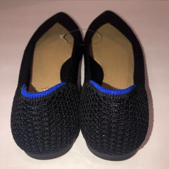New Rothy’s Anthropologie The Point II Black Noir Mesh Ballet Flats Shoes sz 8