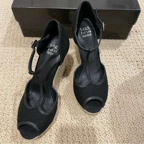 *NEW* Saks Fifth Avenue T-Strap wedges