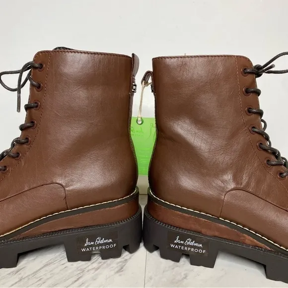 New! Sam Edelman Garret Brown Leather Lace Up Combat Boot 5M