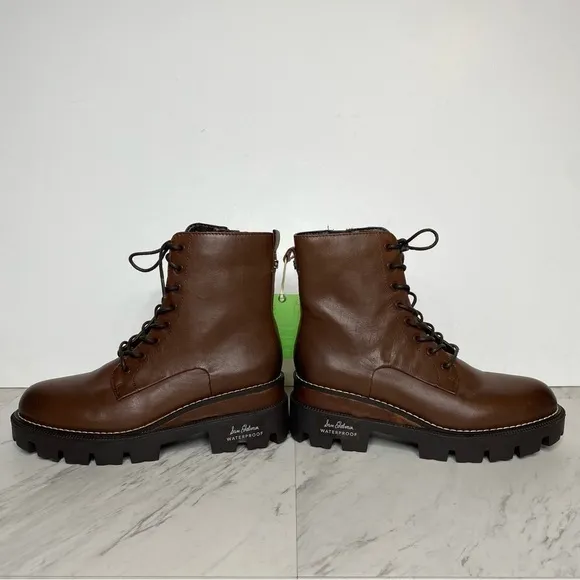 New! Sam Edelman Garret Brown Leather Lace Up Combat Boot 5M