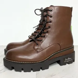 New! Sam Edelman Garret Brown Leather Lace Up Combat Boot 5M
