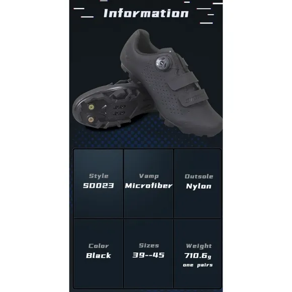 New Sidebike Unisex Nylon &quot;RIVAL&quot; Mountain Bike Cycling Shoes Black Size 41