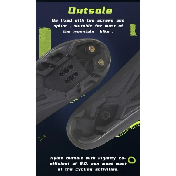 New Sidebike Unisex Nylon &quot;RIVAL&quot; Mountain Bike Cycling Shoes Black Size 41