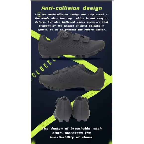 New Sidebike Unisex Nylon &quot;RIVAL&quot; Mountain Bike Cycling Shoes Black Size 41