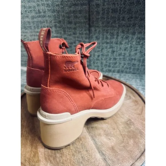 NEW Sorel Hi-Line Waterproof Leather Chelsea Lace up Combat Lug Boots Women's 8