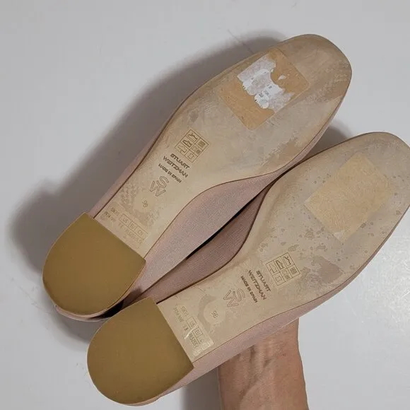 NEW Stuart Weitzman Mesh Ballet Flats Womens 9 Beige Chic Quiet Luxury Designer