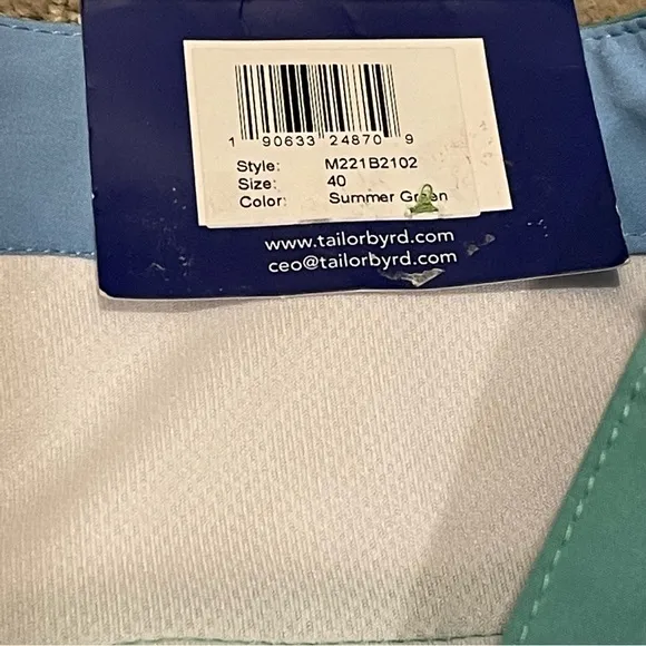 New TailorByrd Performance Classic Shorts in Summer Green Size 40