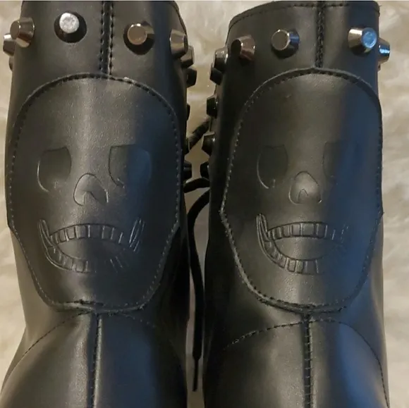NEW Taizile TZL208 Sport black leather studded moto combat boots 9.5
