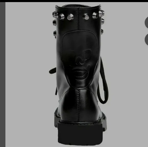 NEW Taizile TZL208 Sport black leather studded moto combat boots 9.5