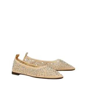 NEW TORY BURCH crystal ballet flats in sheer