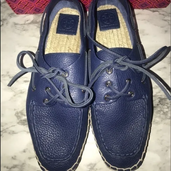 New‎ Tory Burch Navy Blue Sea Skipper Boat Shoes