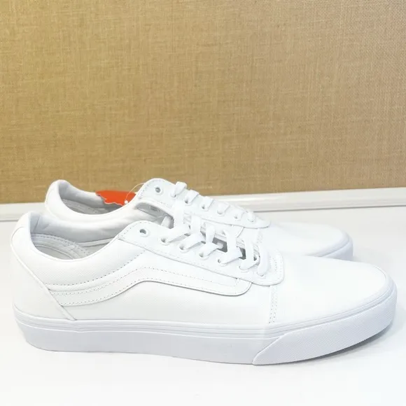 NEW Vans Ward Classic All White Men's Retro Low Top Skate Sneakers Size 12 NWT