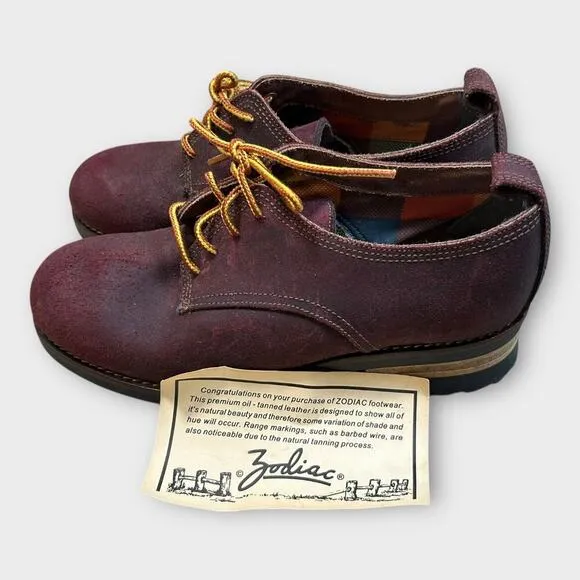 NEW Vintage Zodiac USA Chunky Leather  Lace Up Derby Heeled Task Shoe Women's 7