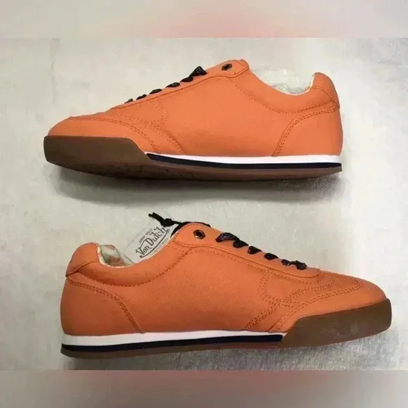 New Von Dutch Vanderdutch Orange Lace Up CLASSIC SNEAKERS Shoes Size 3.5