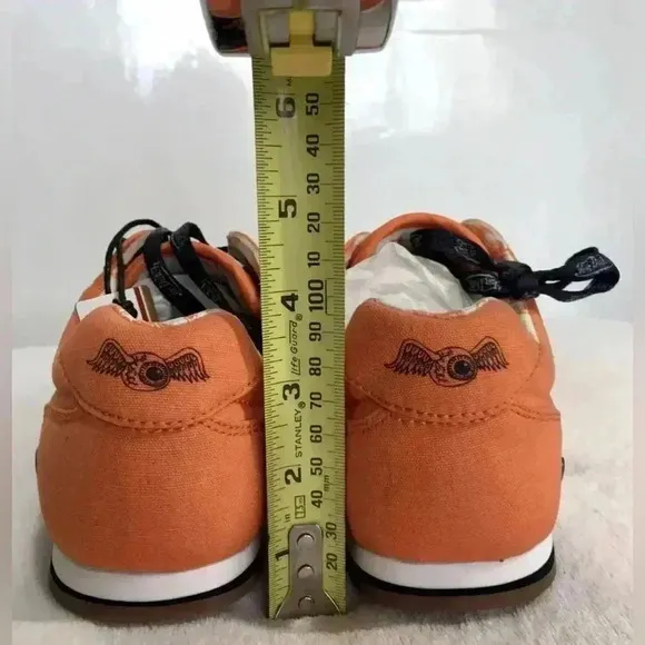 New Von Dutch Vanderdutch Orange Lace Up CLASSIC SNEAKERS Shoes Size 3.5