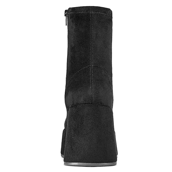 New w/Box Wild Pair Earlee Black Faux Suede Platform Wedge Ankle Boots Size 9