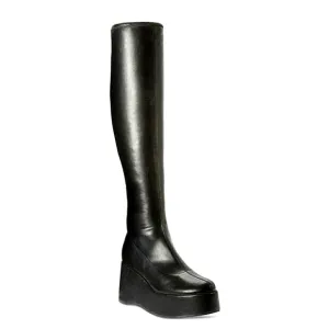 New w/Box Wild Pair Enchantt Platform Round Toe Tall Wedge Black Boots Size 8
