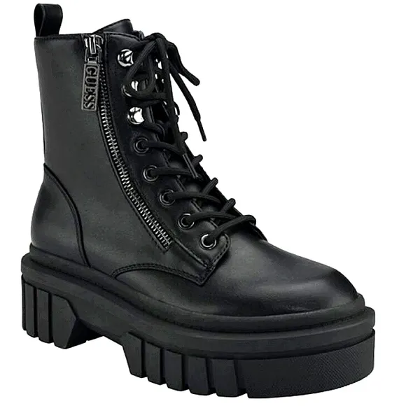 New w/o Box Guess Ferina Vegan Leather Lug Sole Lace-Up Combat Boots. size 10