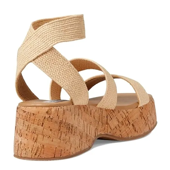 New w/o Box Steve Madden Sashes Cork-Soled Platform Wedge Sandals Size 9