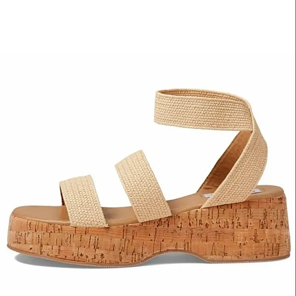 New w/o Box Steve Madden Sashes Cork-Soled Platform Wedge Sandals Size 9