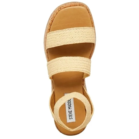 New w/o Box Steve Madden Sashes Cork-Soled Platform Wedge Sandals Size 9