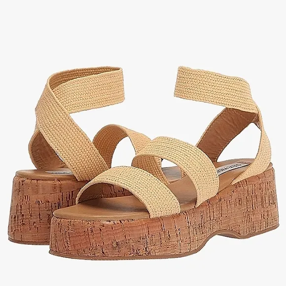 New w/o Box Steve Madden Sashes Cork-Soled Platform Wedge Sandals Size 9