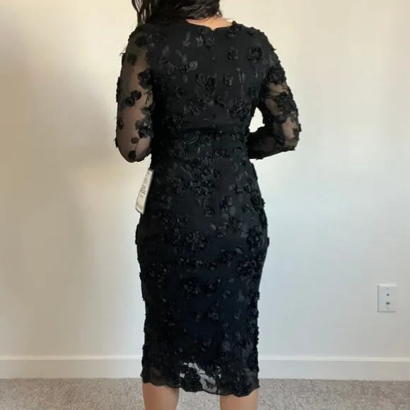 NEW Xscape boat neck lace embellished long sleeve midi dress bodycon Holiday