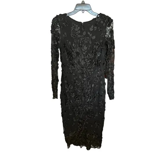 NEW Xscape boat neck lace embellished long sleeve midi dress bodycon Holiday