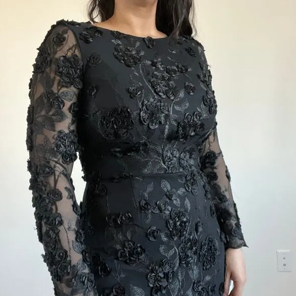 NEW Xscape boat neck lace embellished long sleeve midi dress bodycon Holiday