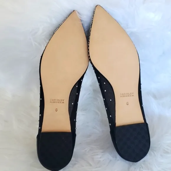 NIB Badgley Mischka Quinn Satin Butterfly Toe/ Embellished Dress Flats, Size 6