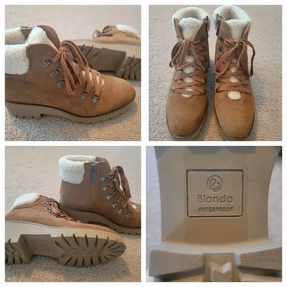 NIB Blondo Womens Devin Waterproof Combat &amp; Lace-up Boots Brown Size 9