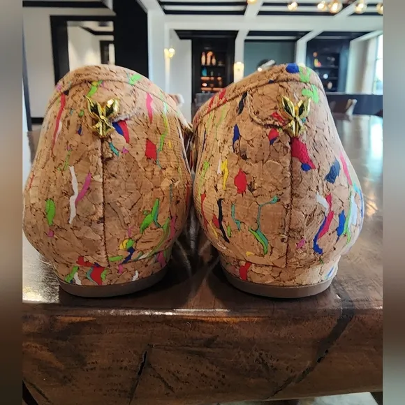 NIB-Colorful Confetti Cork &amp; Mesh Flats!!💚🌺