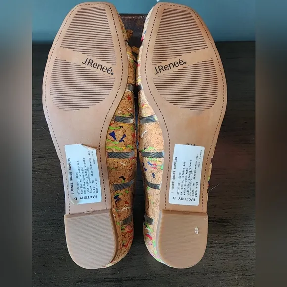 NIB-Colorful Confetti Cork &amp; Mesh Flats!!💚🌺
