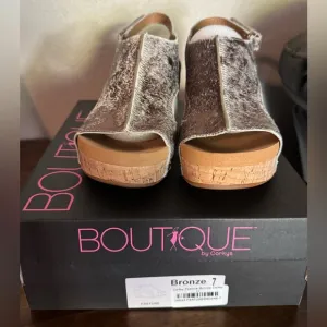 NIB Corkys Pasture Wedge Sandal-Bronze