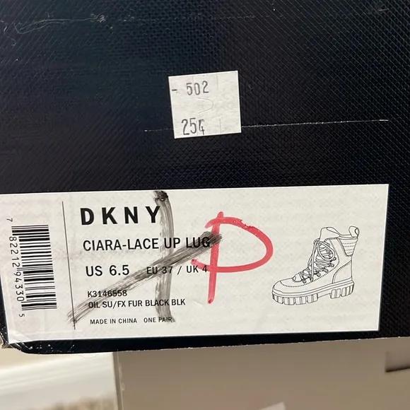 NIB DKNY | Ciara Oil Suede Black Ankle Combat &amp; Lace-up Lug Boots | Size 6.5