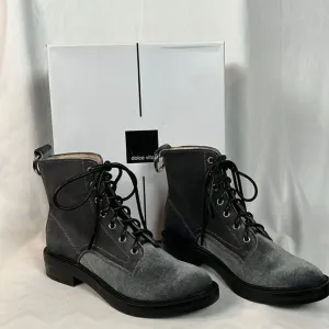 NIB Dolce Vita Bardot Charcoal Velvet Combat Boots Booties - 6.5