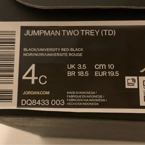 NIB. JORDAN Jumpman Two Trey Toddler Shoes