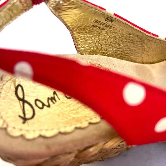 NIB Sam Edelman red polka dot srow platform wedges 6,5