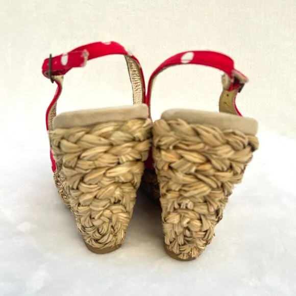 NIB Sam Edelman red polka dot srow platform wedges 6,5