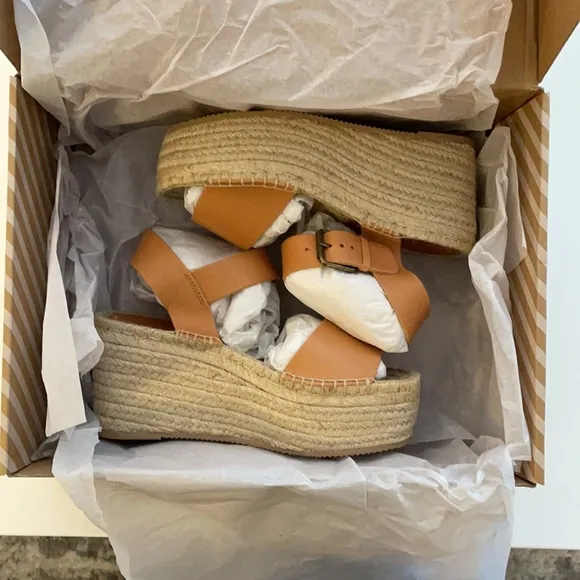 NIB Soludos Minorca High Platform Leather Wedges