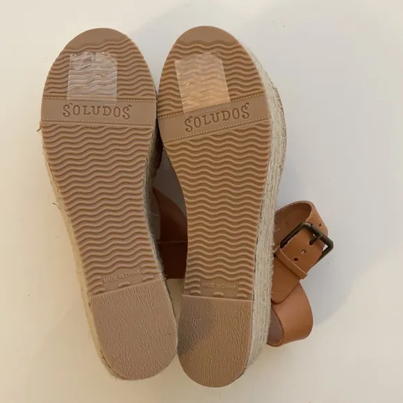 NIB Soludos Minorca High Platform Leather Wedges