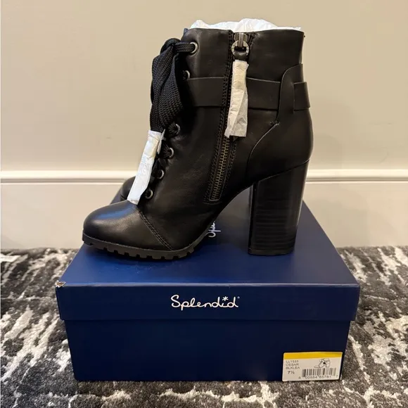 NIB Splendid “Cesar” Black Lace-Up Ankle Boots