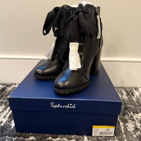 NIB Splendid “Cesar” Black Lace-Up Ankle Boots