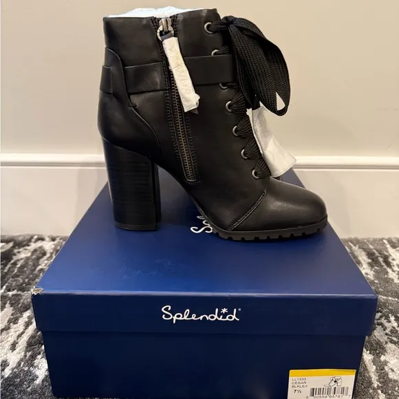 NIB Splendid “Cesar” Black Lace-Up Ankle Boots